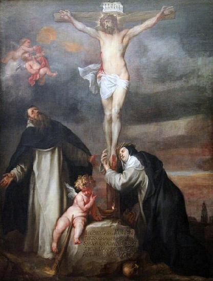 Anthony Van Dyck Christ on the Cross with Saint Catherine of Siena, Saint Dominic and an Angel Sweden oil painting art